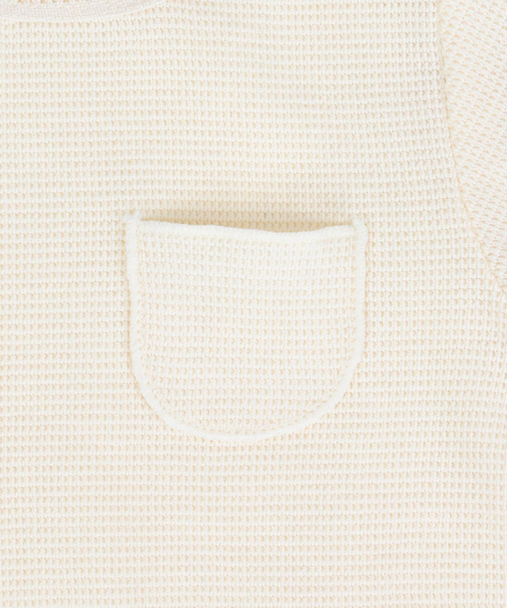 Long-Sleeve Romper with Bonnet (Waffle Knit)