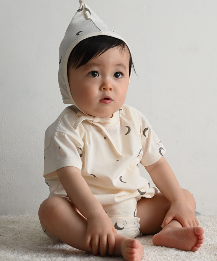 Short-Sleeve Romper with Bonnet