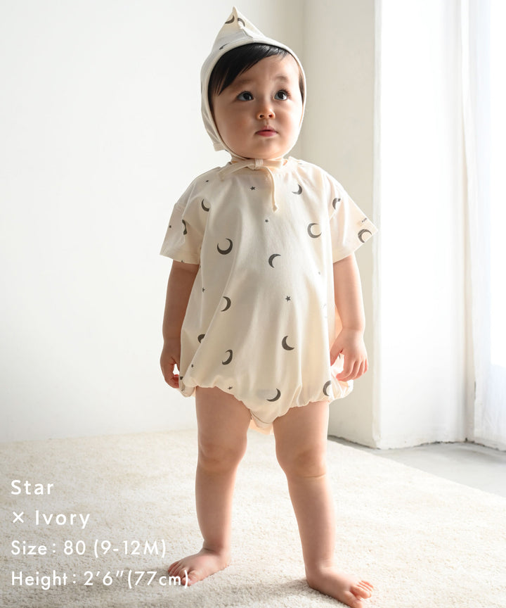 Short-Sleeve Romper with Bonnet