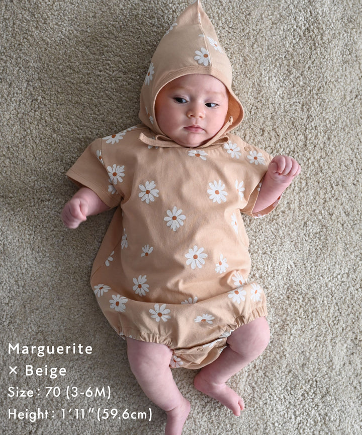 Short-Sleeve Romper with Bonnet