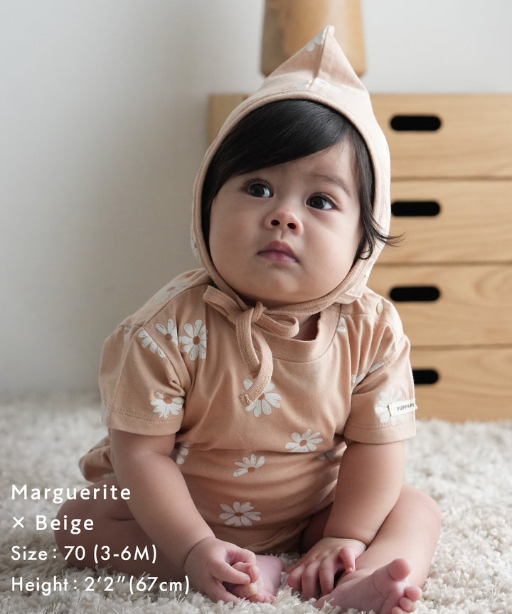 Short-Sleeve Romper with Bonnet