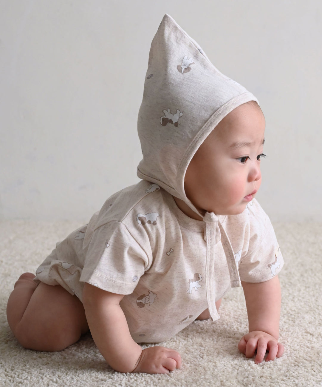 Short-Sleeve Romper with Bonnet