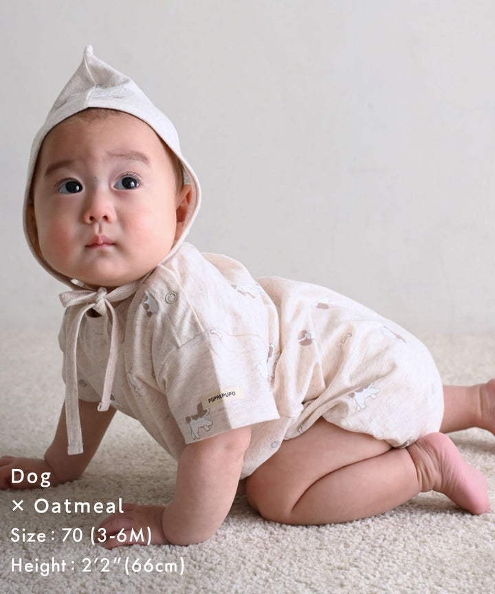 Short-Sleeve Romper with Bonnet