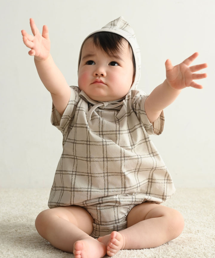 Short-Sleeve Romper with Bonnet