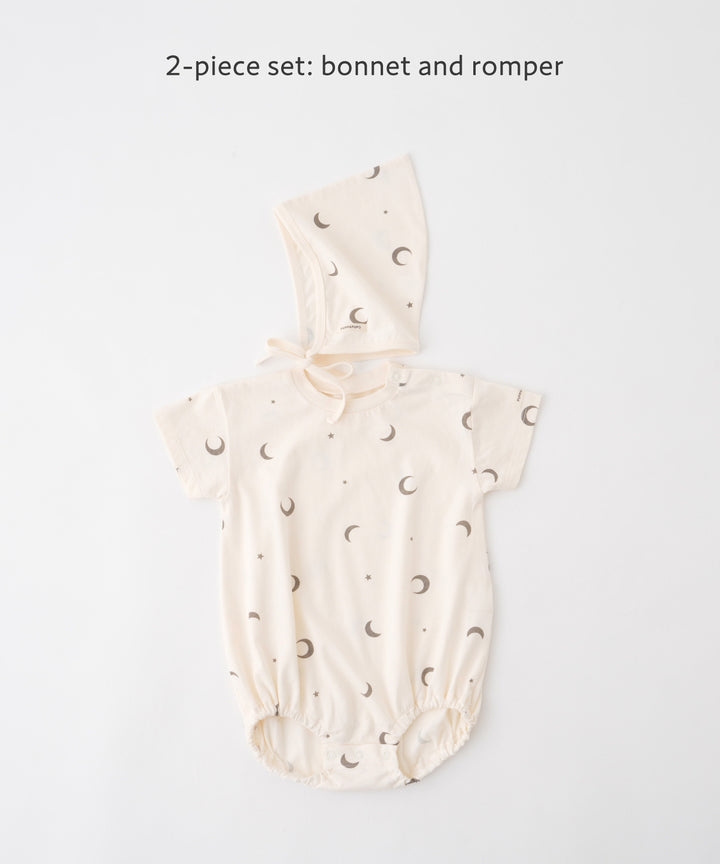 Short-Sleeve Romper with Bonnet