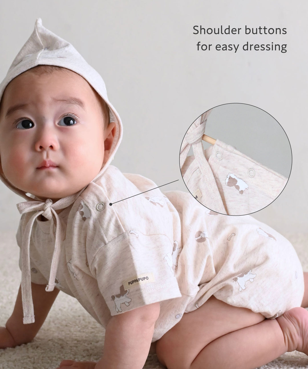Short-Sleeve Romper with Bonnet
