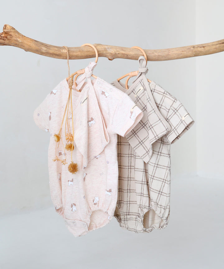 Short-Sleeve Romper with Bonnet