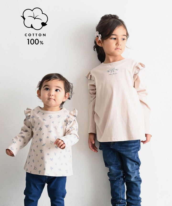 【AW】Long Sleeve T-shirt with Shoulder Frills