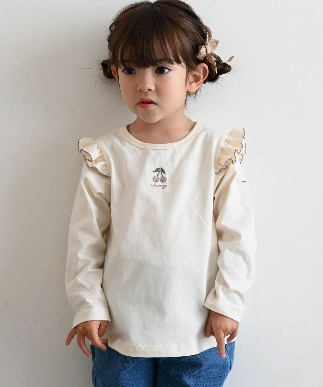 Long Sleeve T-shirt with Shoulder Frills