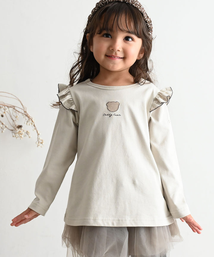 Long Sleeve T-shirt with Shoulder Frills