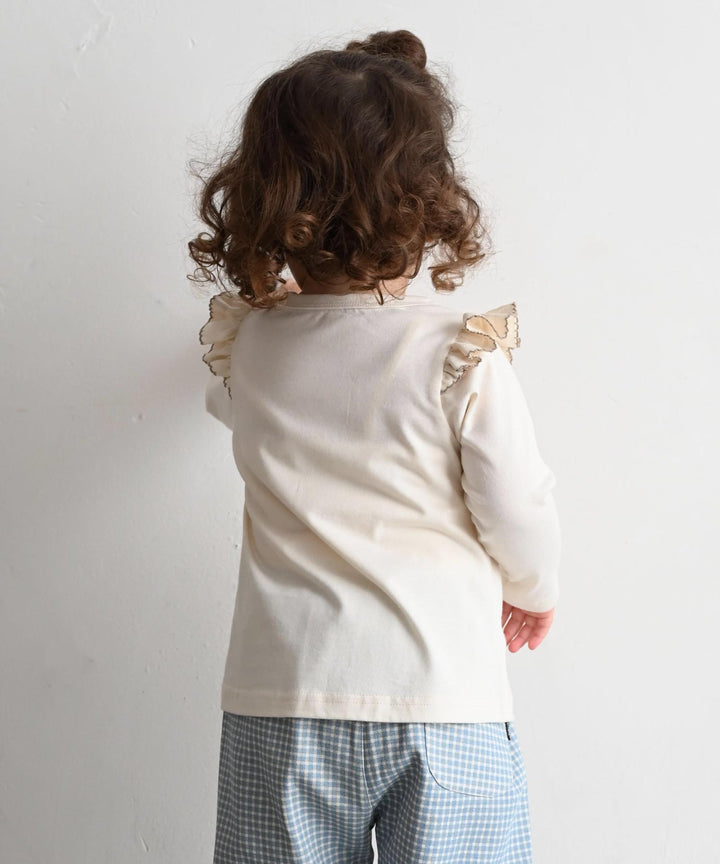 【AW】Long Sleeve T-shirt with Shoulder Frills