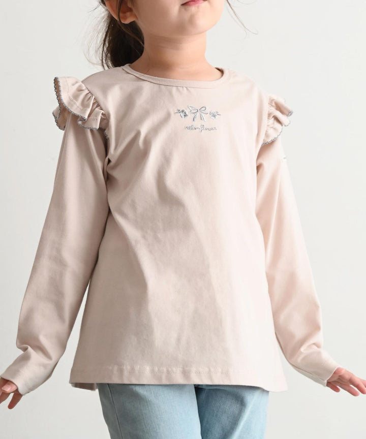 【AW】Long Sleeve T-shirt with Shoulder Frills