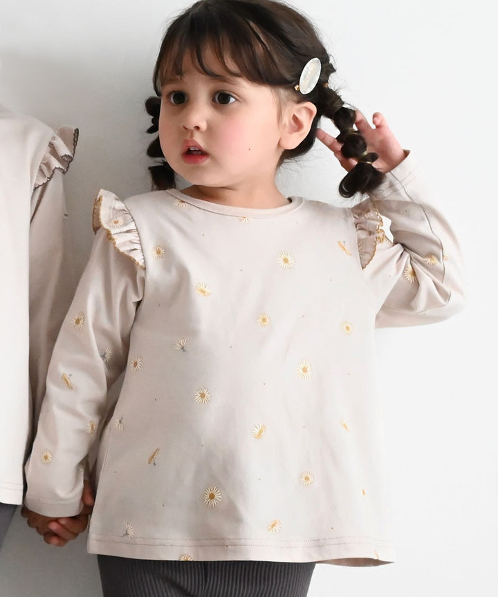 Long Sleeve T-shirt with Shoulder Frills