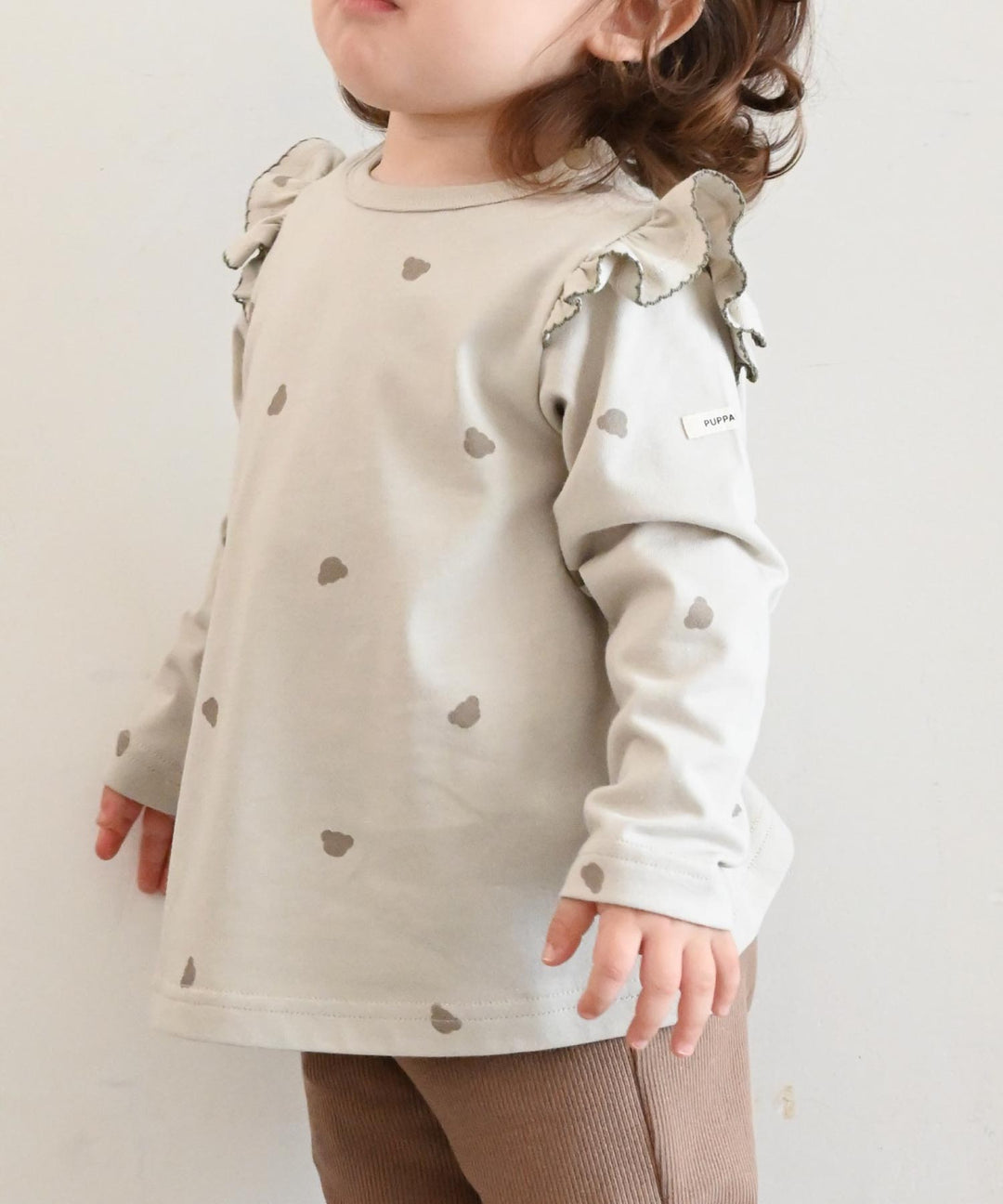 【AW】Long Sleeve T-shirt with Shoulder Frills