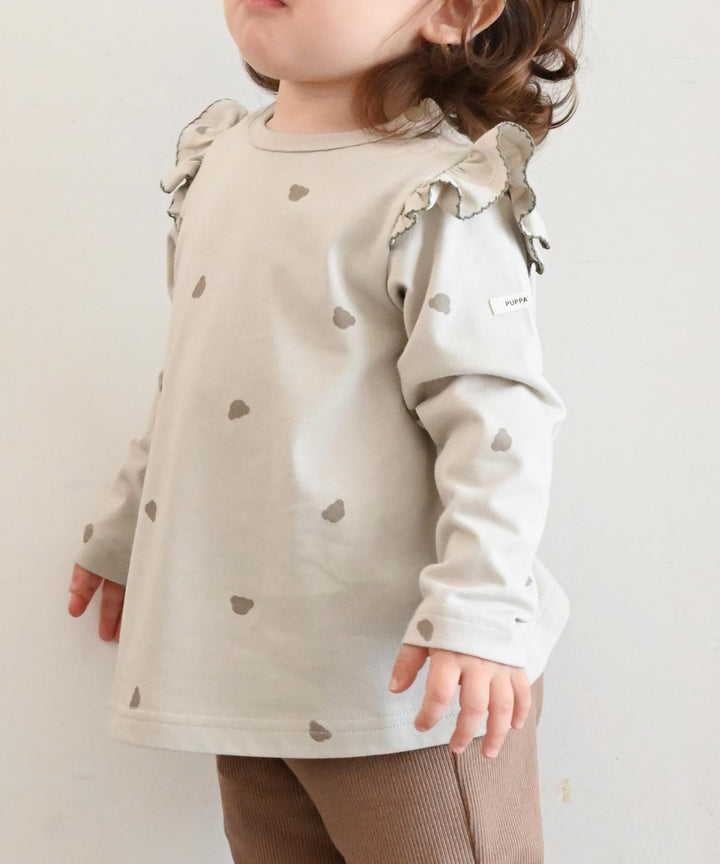 【AW】Long Sleeve T-shirt with Shoulder Frills