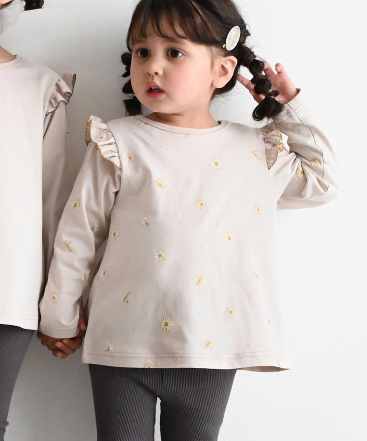 【AW】Long Sleeve T-shirt with Shoulder Frills
