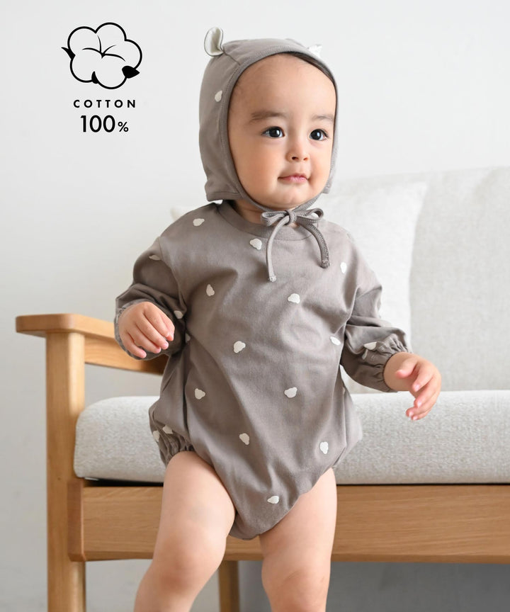 Long-Sleeve Romper with Bonnet
