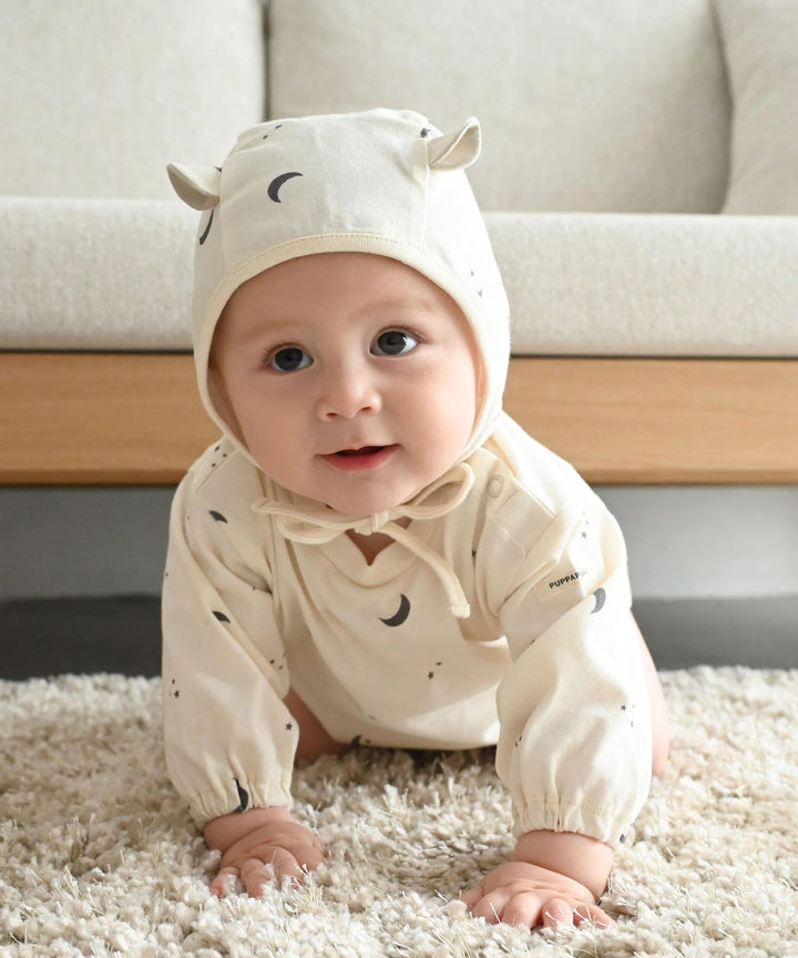 Long-Sleeve Romper with Bonnet