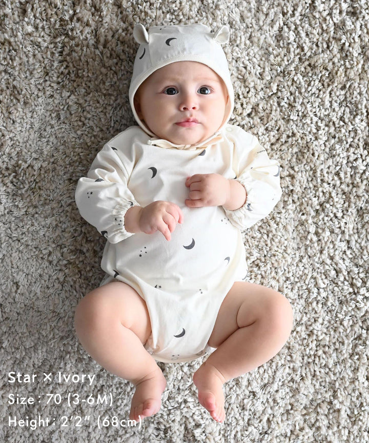 Long-Sleeve Romper with Bonnet