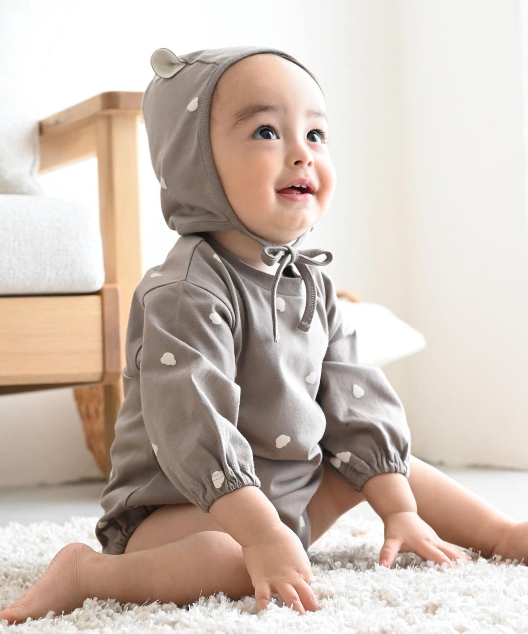 Long-Sleeve Romper with Bonnet