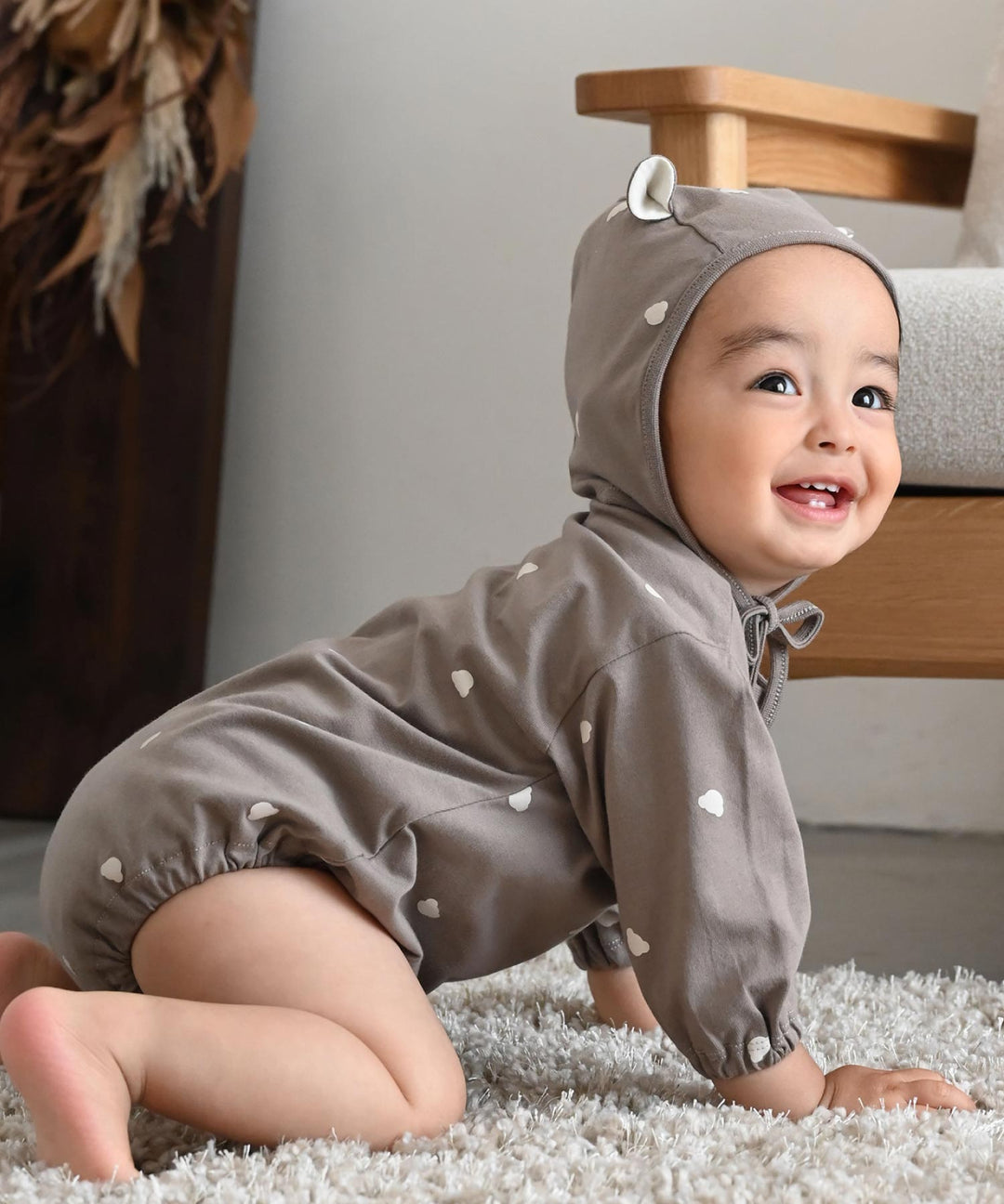 Long-Sleeve Romper with Bonnet