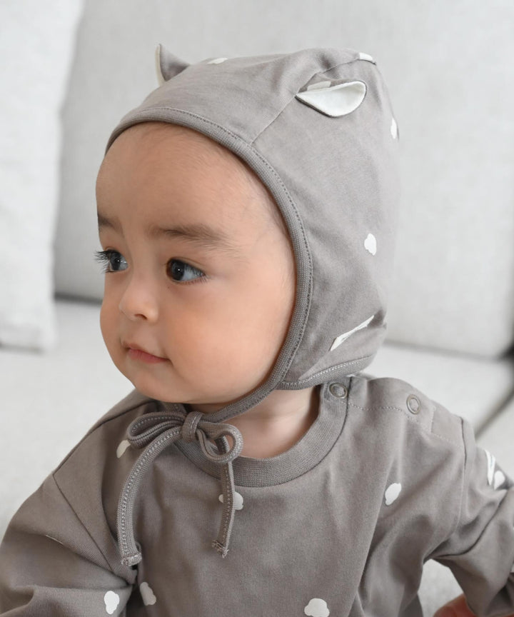 Long-Sleeve Romper with Bonnet