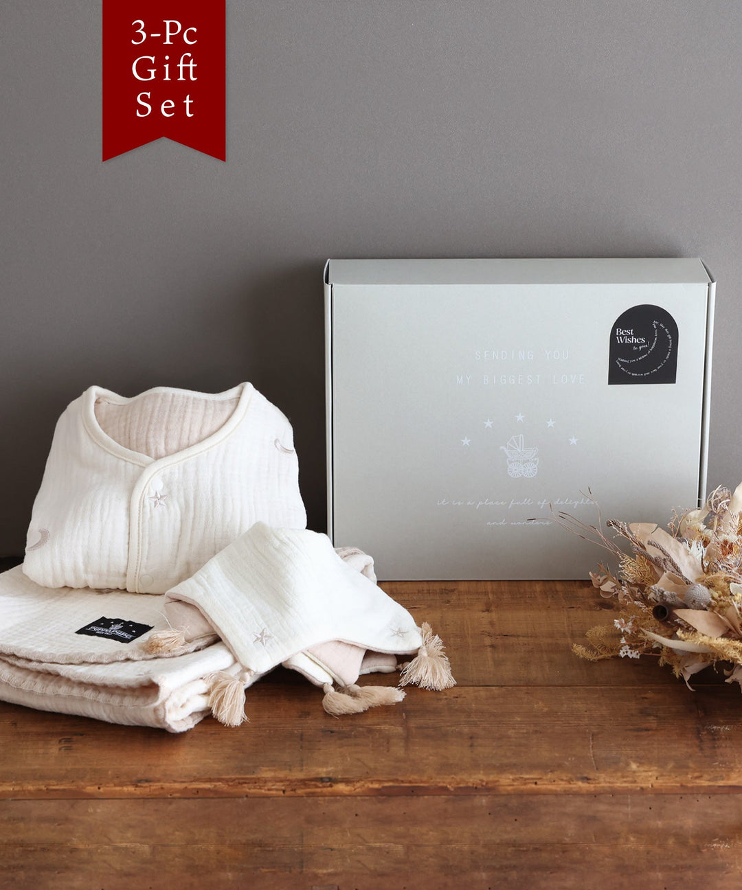 Baby shower gift 6-ply gauze 3-piece set
