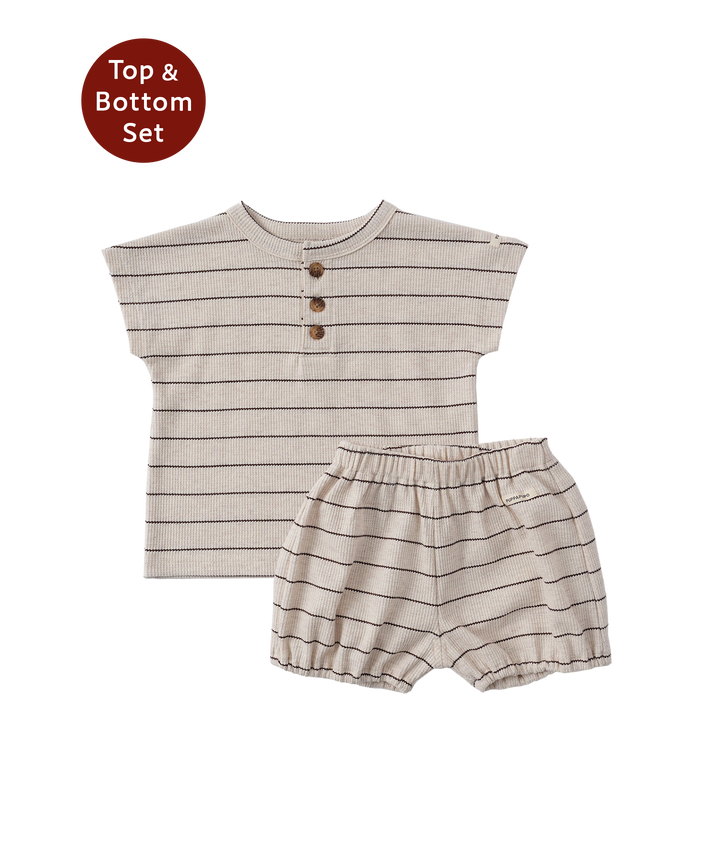 Short-Sleeve Waffle T-Shirt and Waffle Shorts 2-piece Set