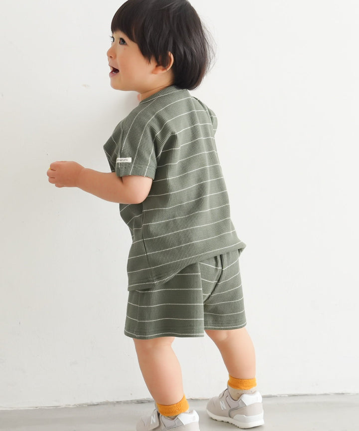 Short-Sleeve Waffle T-Shirt and Waffle Shorts 2-piece Set