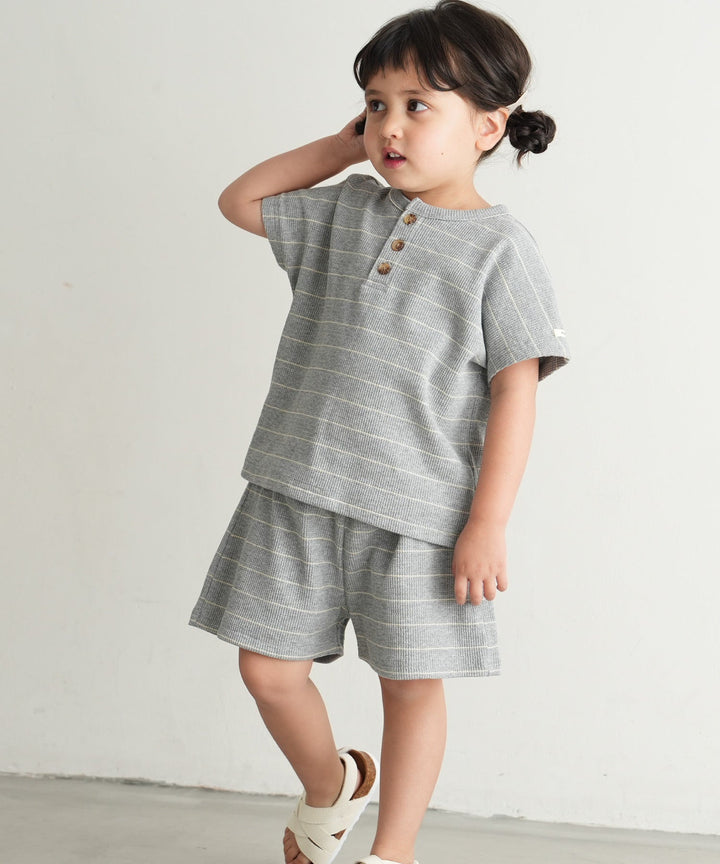 Short-Sleeve Waffle T-Shirt and Waffle Shorts 2-piece Set