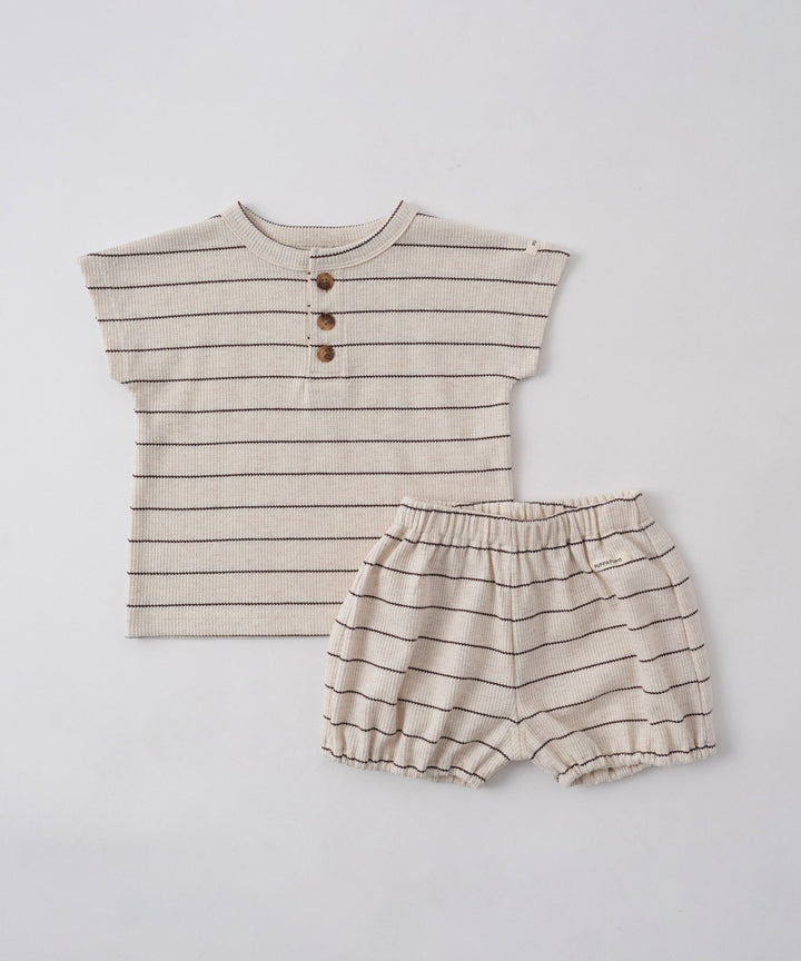 Short-Sleeve Waffle T-Shirt and Waffle Shorts 2-piece Set