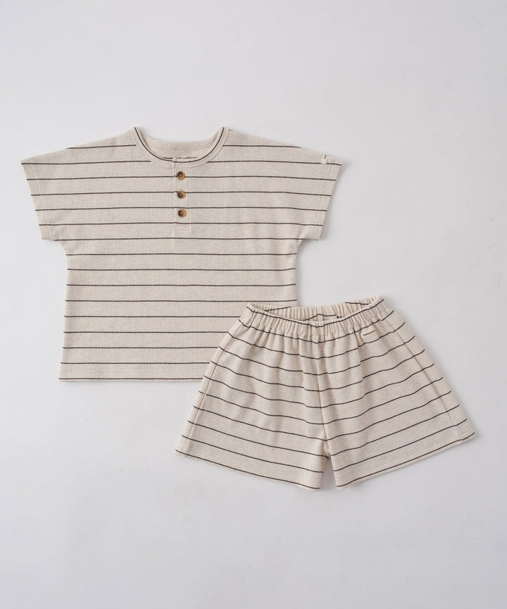 Short-Sleeve Waffle T-Shirt and Waffle Shorts 2-piece Set