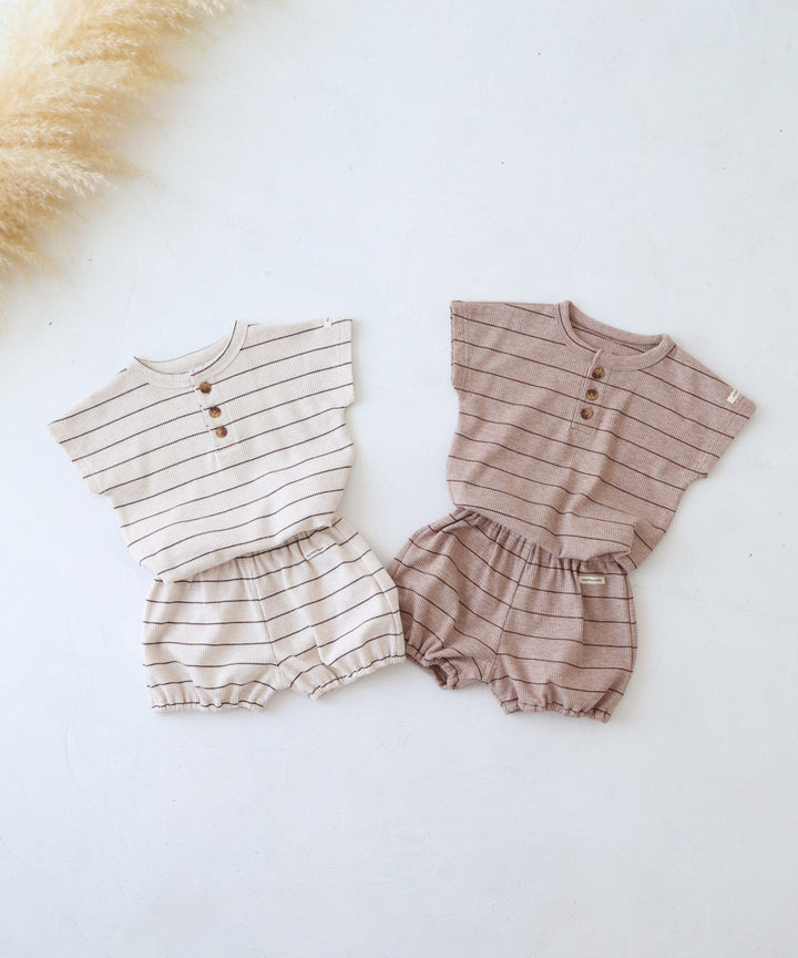 Short-Sleeve Waffle T-Shirt and Waffle Shorts 2-piece Set