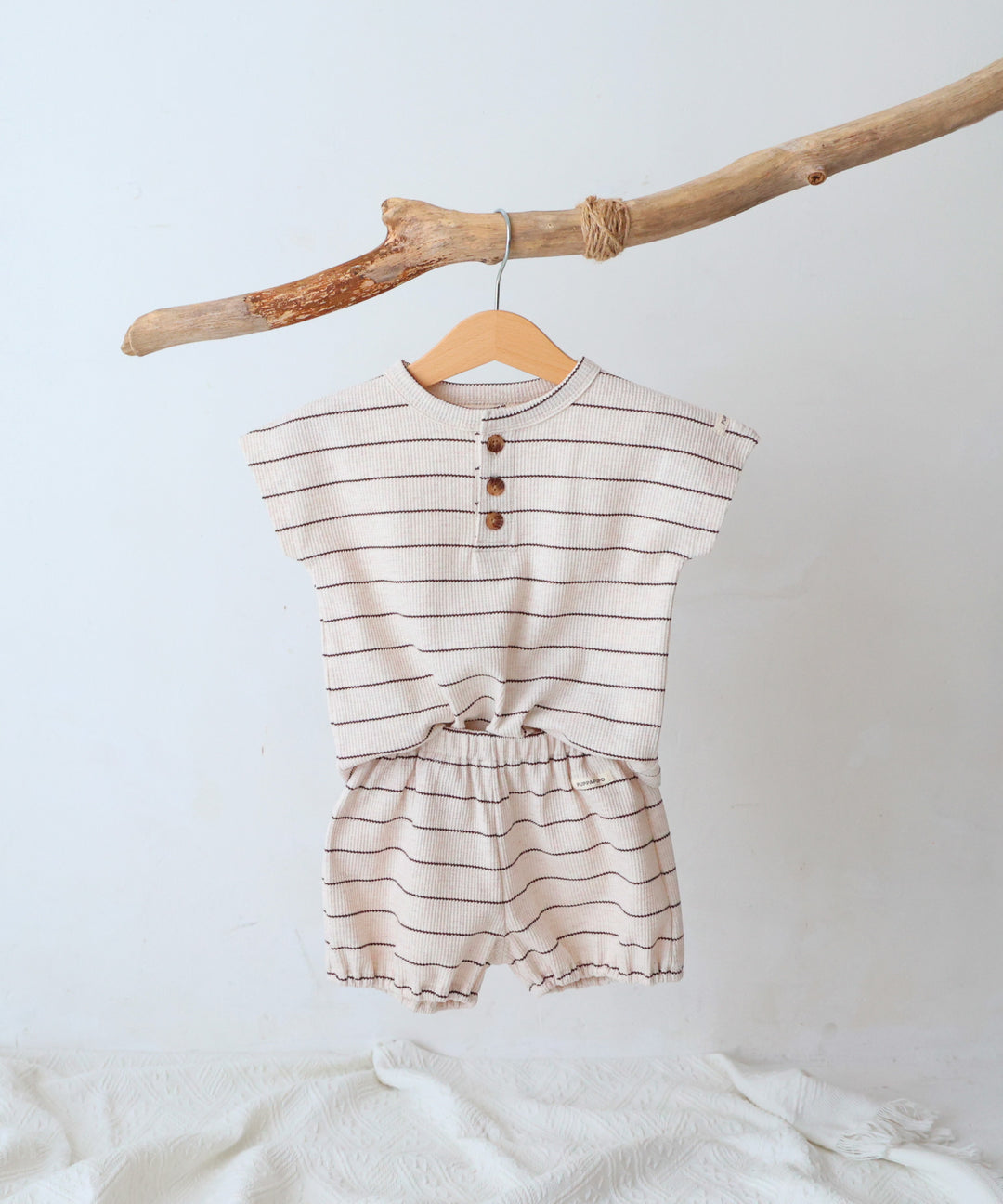 Short-Sleeve Waffle T-Shirt and Waffle Shorts 2-piece Set