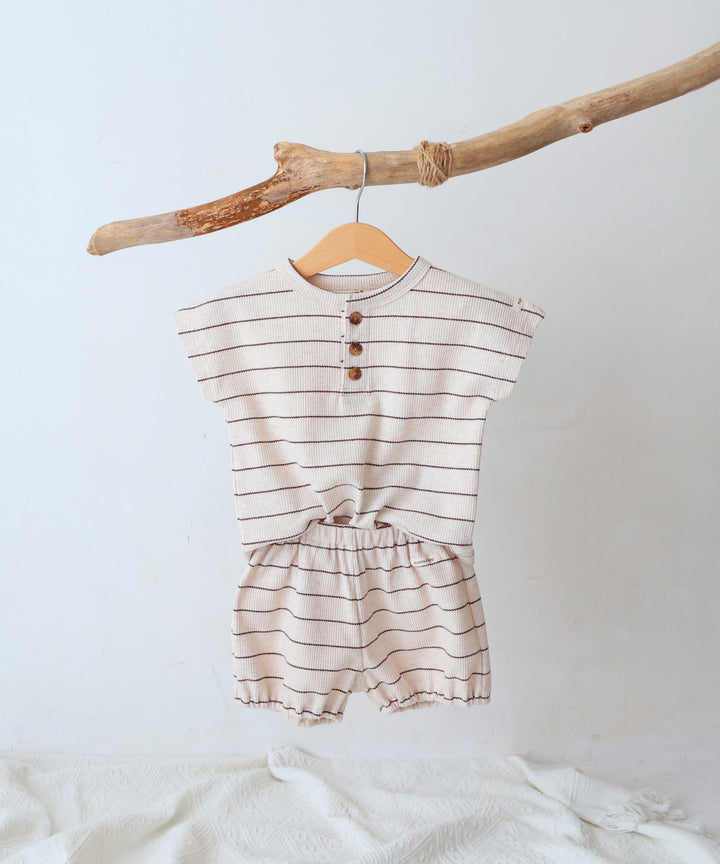 Short-Sleeve Waffle T-Shirt and Waffle Shorts 2-piece Set