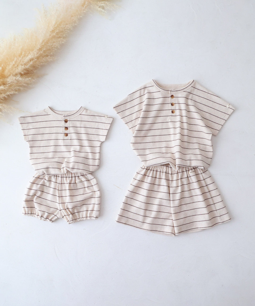 Short-Sleeve Waffle T-Shirt and Waffle Shorts 2-piece Set