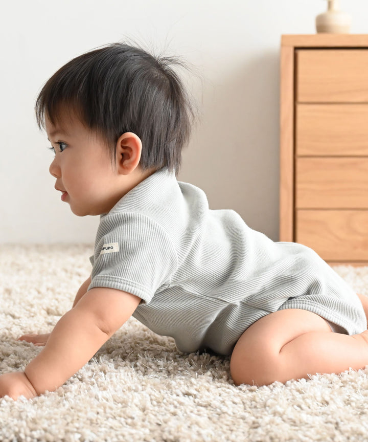 Short-Sleeve Ribbed Romper