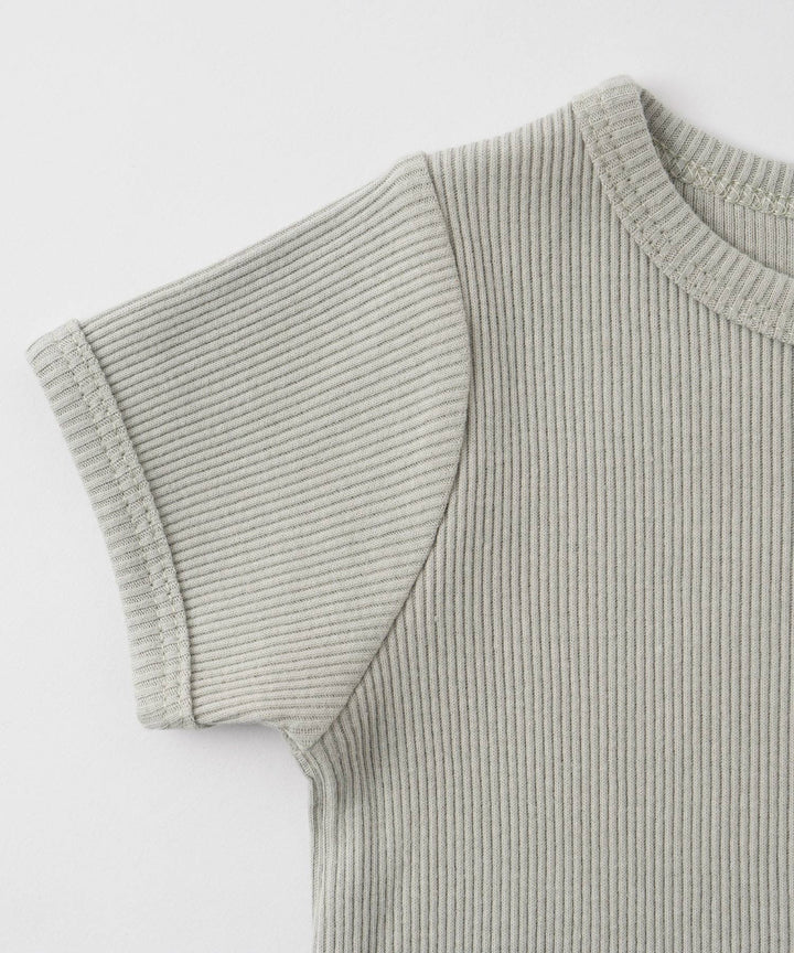 Short-Sleeve Ribbed Romper