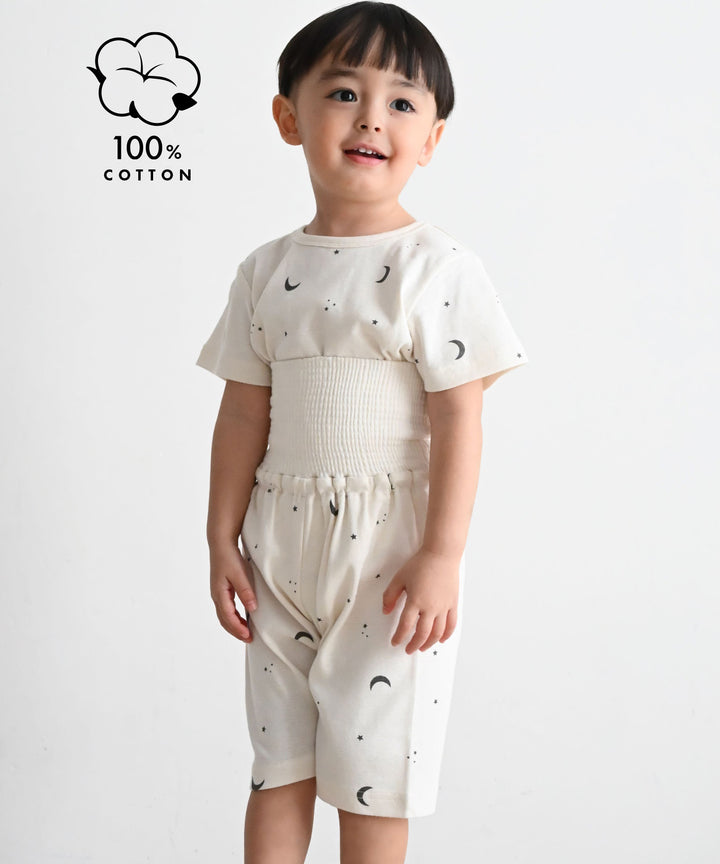 Baby Short-Sleeve Stretch Knit Pajamas (Fraise Stitch)