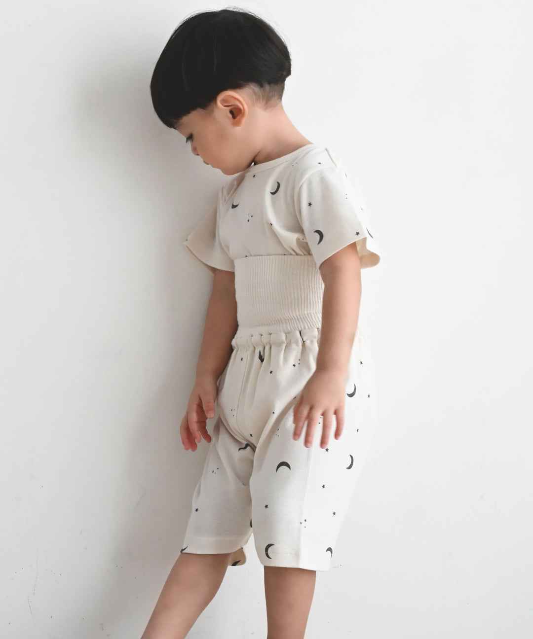 Baby Short-Sleeve Stretch Knit Pajamas (Fraise Stitch)