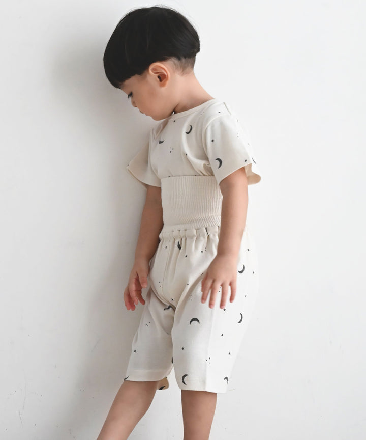 Baby Short-Sleeve Stretch Knit Pajamas (Fraise Stitch)