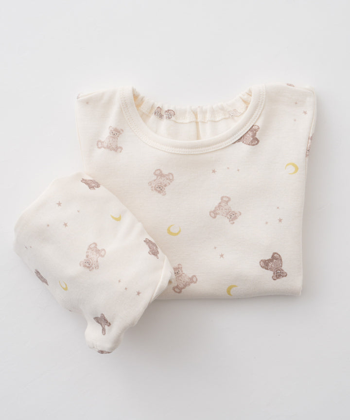 Baby Short-Sleeve Stretch Knit Pajamas (Fraise Stitch)