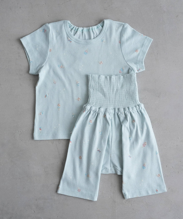 Baby Short-Sleeve Pajamas (Fraise Stitch)