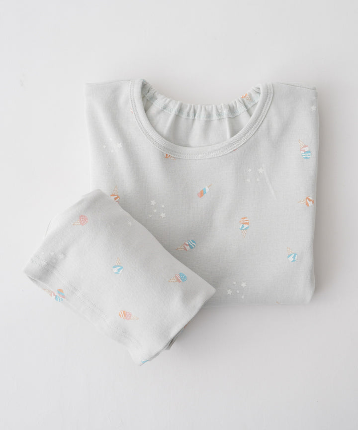 Baby Short-Sleeve Stretch Knit Pajamas (Fraise Stitch)