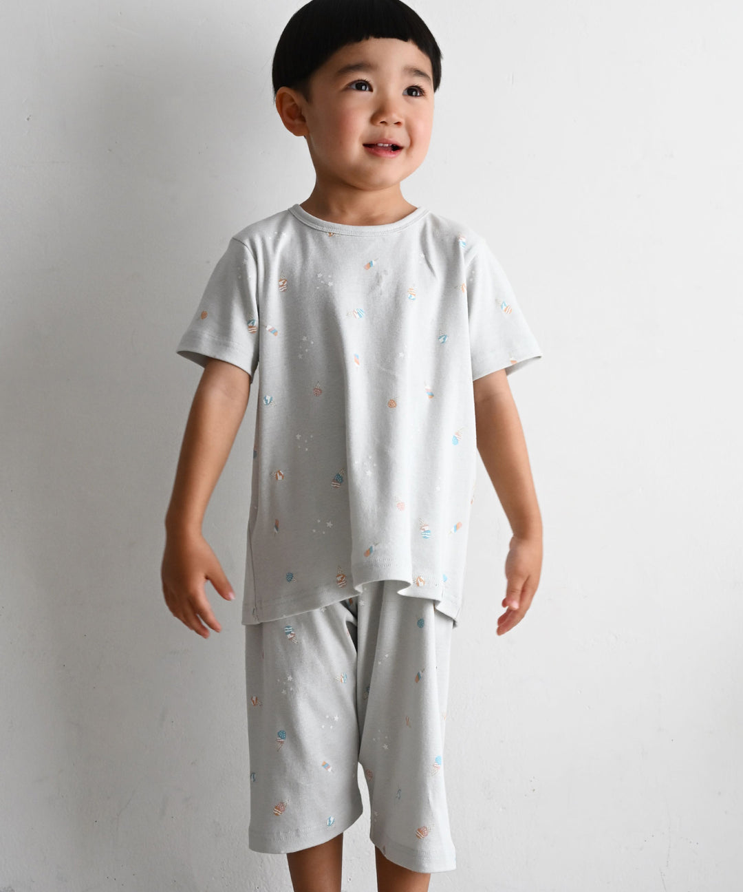Baby Short-Sleeve Stretch Knit Pajamas (Fraise Stitch)