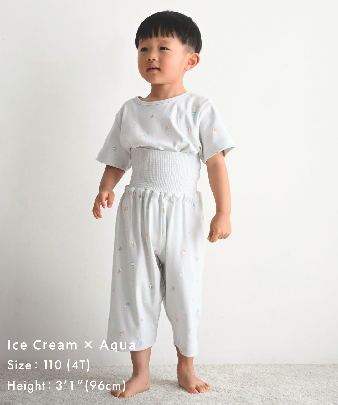Baby Short-Sleeve Stretch Knit Pajamas (Fraise Stitch)