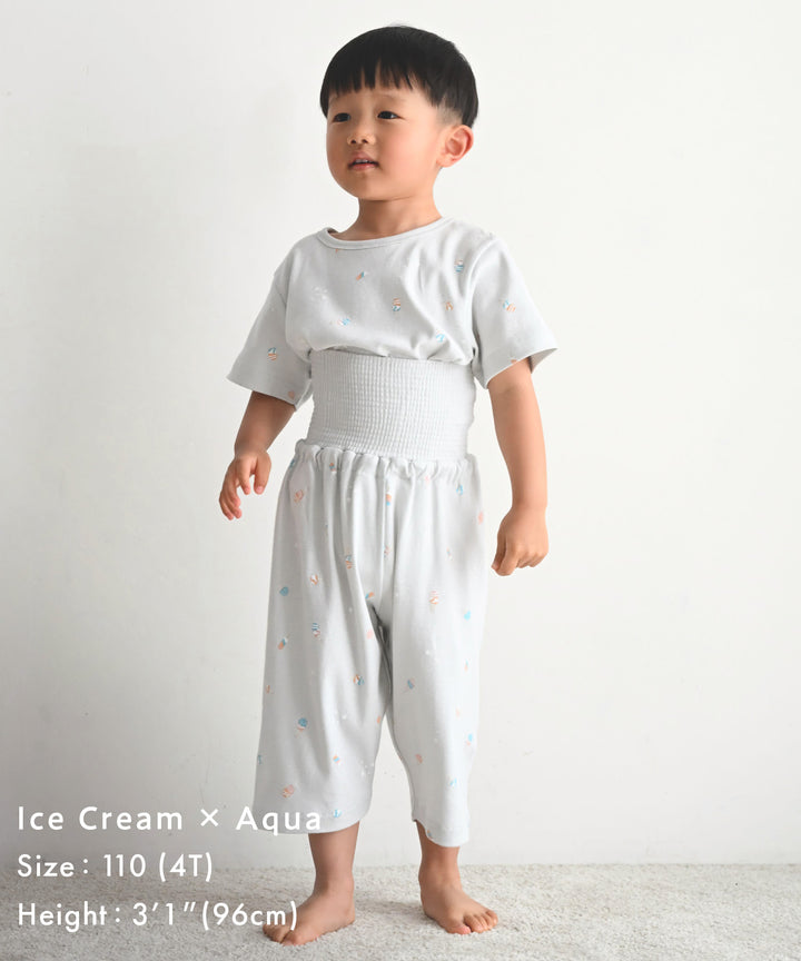 Baby Short-Sleeve Stretch Knit Pajamas (Fraise Stitch)