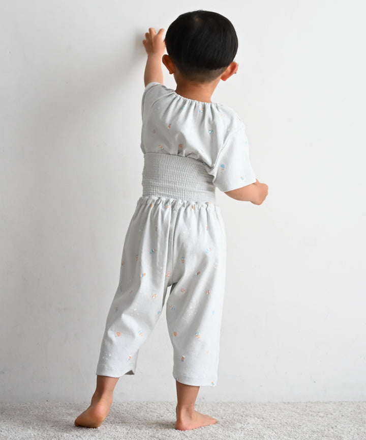 Baby Short-Sleeve Stretch Knit Pajamas (Fraise Stitch)