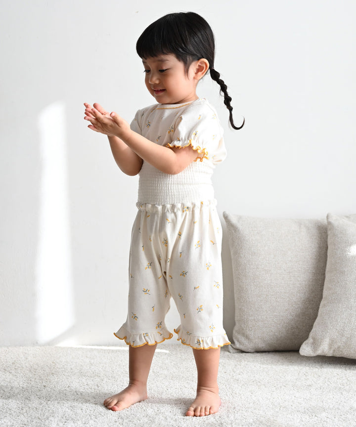 Baby Short-Sleeve Stretch Knit Pajamas (Fraise Stitch)