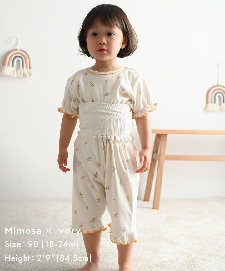 Baby Short-Sleeve Stretch Knit Pajamas (Fraise Stitch)